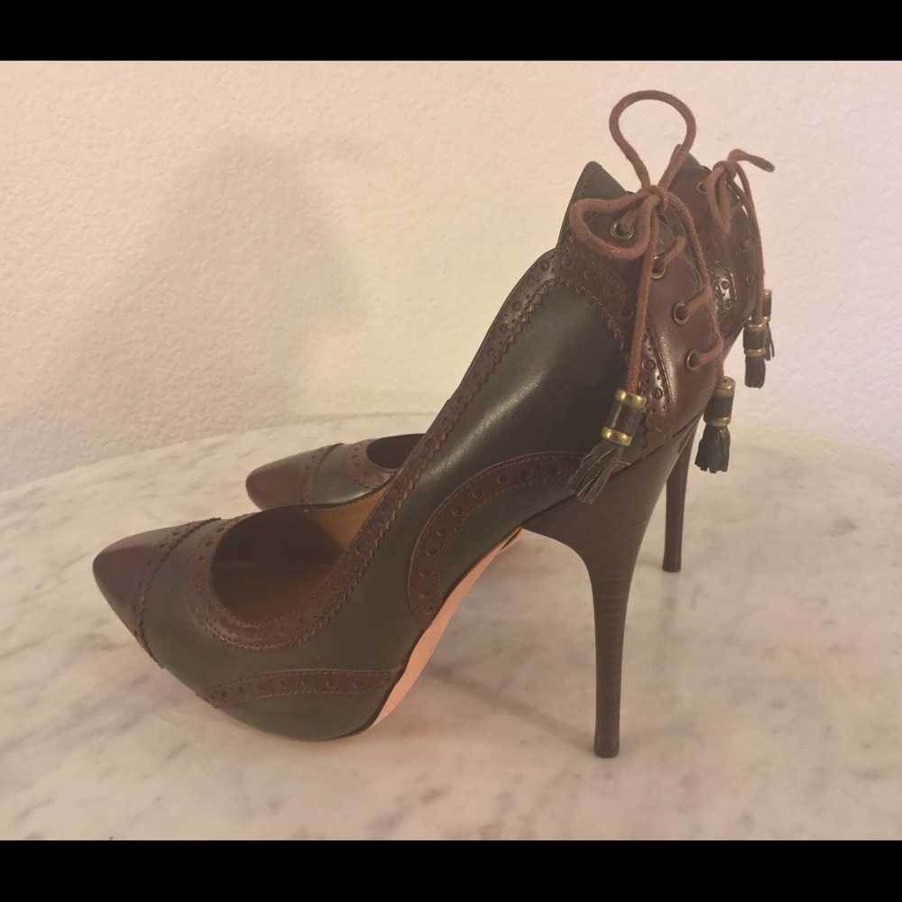 ALEXANDER McQUEEN Brown Leather Pump Wm Sz 38 1/2M
